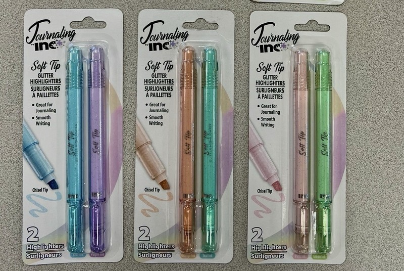 Journaling inc Soft Tip 2ct Glitter Highlighters - Chisel Tip- ALL 3 