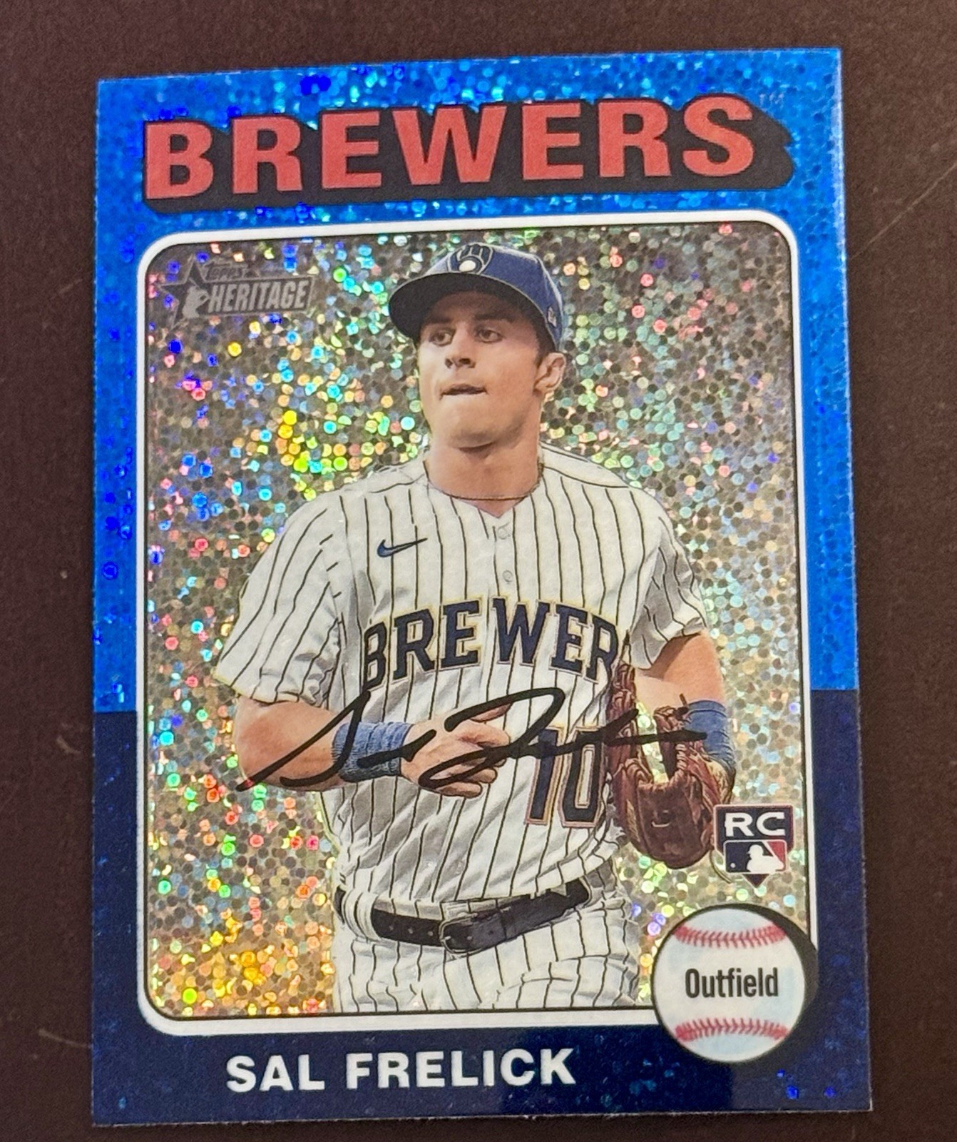 2024 Topps Heritage #451 Sal Frelick Chrome Blue Sparkle Refractor