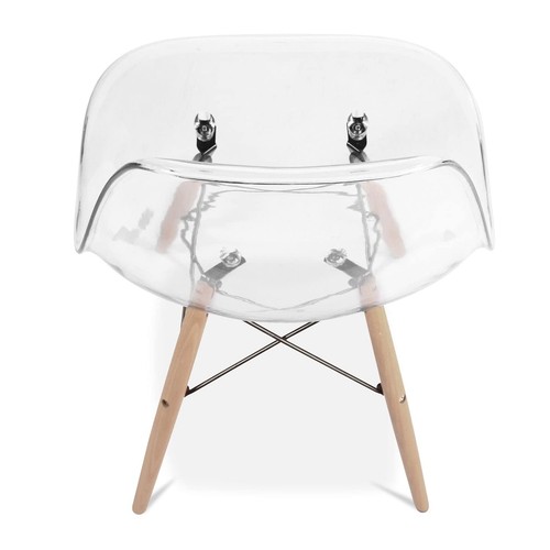 Aron Living Pyramid 17.5" Plastic and Beech Wood Dining Chair in Clear - Picture 2 of 5