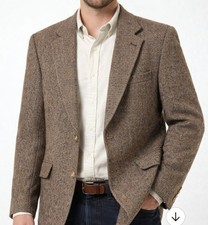 Austin Reed Brown Tweed Blazer Jacket Coat Men 45R Wool Classic Casual Old Money