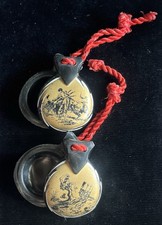 Vintage Spanish castanets, Flamenco dance bull fighter and dancer design