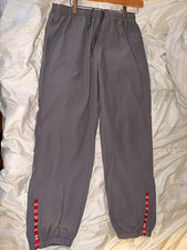 Supreme Men's Gray Jogger Pants M Red Logo Tape Elastic Waist Activewear