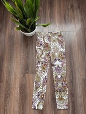 RRP 490 Just Cavalli Women's Beige full Print Straight Pants Size 26