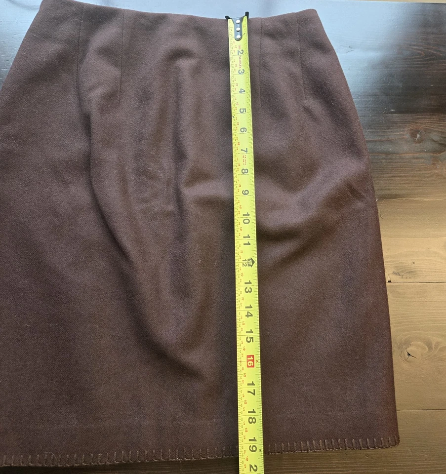 Falda envolvente vintage Brooks Brothers para mujer 100 % lana marrón, talla 10 hecha en EE. UU. Foto 3 de 4
