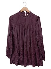 SIENNA Bluse Damen 36/S Lila Vintage Elegant Langarm Rüschen