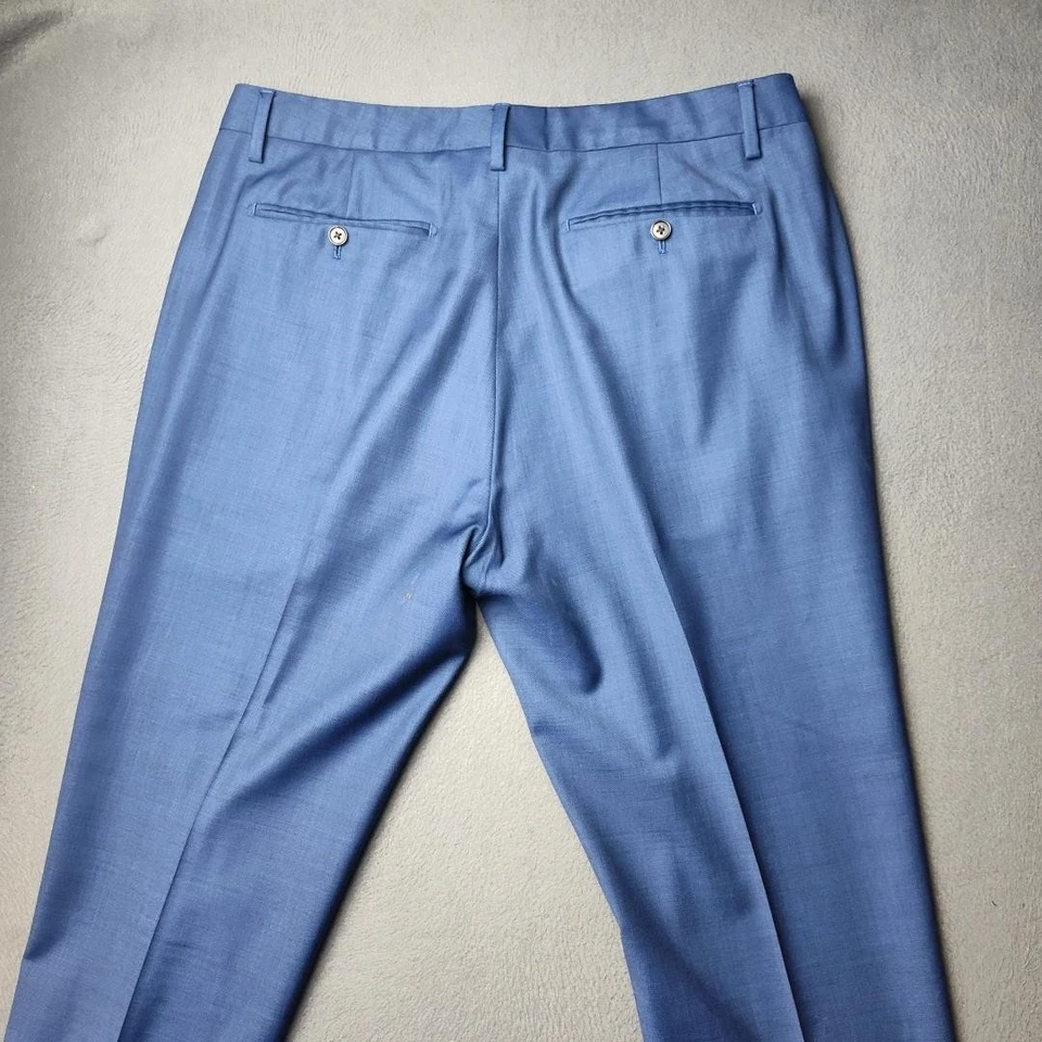 Bonobos Pants Mens 34x32 Blue Italian Marzotto Wool Dress Trousers Athletic Fit - Image 4 of 4