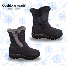 Ladies Thermal Boots Warm Winter Womens Cushion Walk Lined Zip Snow Walking Fur