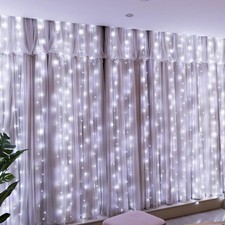 300LED Fairy Curtain Lights, 9.8x9.8Ft USB Plug-in 8 Modes Christmas String H...