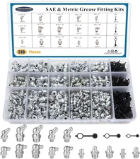 310PCS SAE & Metric Grease Nipple Assortment Kit, Hydraulic Grease Fittings Stan