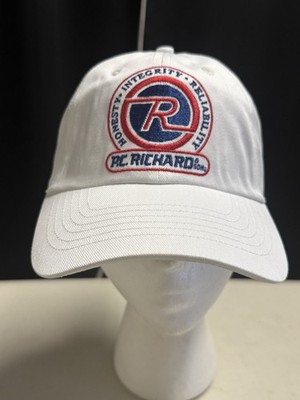 VTG 90s P.C. Richard & Son Baseball Snapback Hat White Brim on White Bullet Line