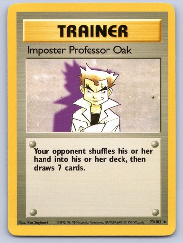 POKEMON BASE SET UNLIMITED IMPOSTER PROFESSOR OAK 73/102 R NM A104992 FREE S&H