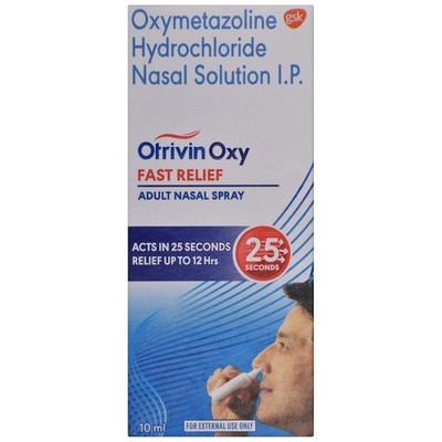 Pack of 12 X Otrivin Oxy Fast Relief Adult Nasal Spray Drops 10 ml