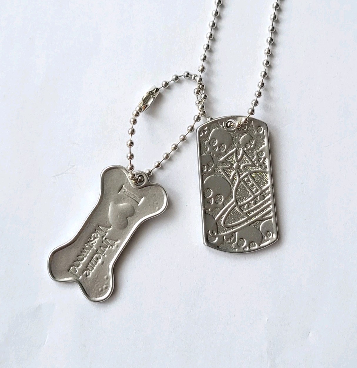 Vivienne Westwood Dog Tag Plate 2-Piece Necklace Mint