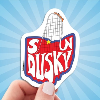 Sandusky Travel Luggage Sticker, Ohio Vacation Souvenir Decal, Roller Coaster