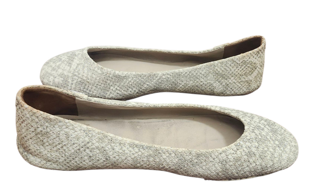 TORY BURCH Travel T Snake Embossed Sparkling Leather Ballet Flats Roccia 9M thumbnail 6