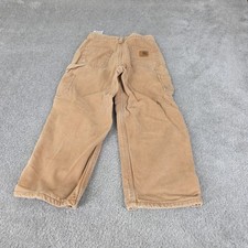 Carhartt Boys Washed Duck Flannel Lined Dungaree Fit Pants YBB111 BRN Size 6
