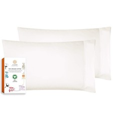 Organic Cotton Pillow Cases - Ivory Standard Pillowcase Set of 2, Pure Natura...
