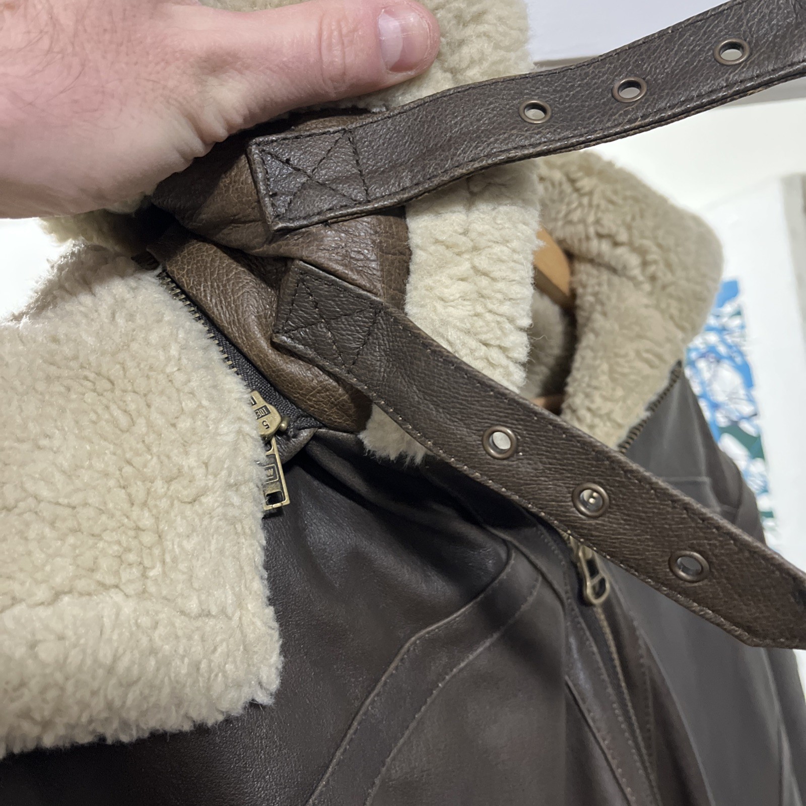 Vintage B3 Aviator Bomber Jacket Brown Genuine Wilson Leather Mens Large image 4