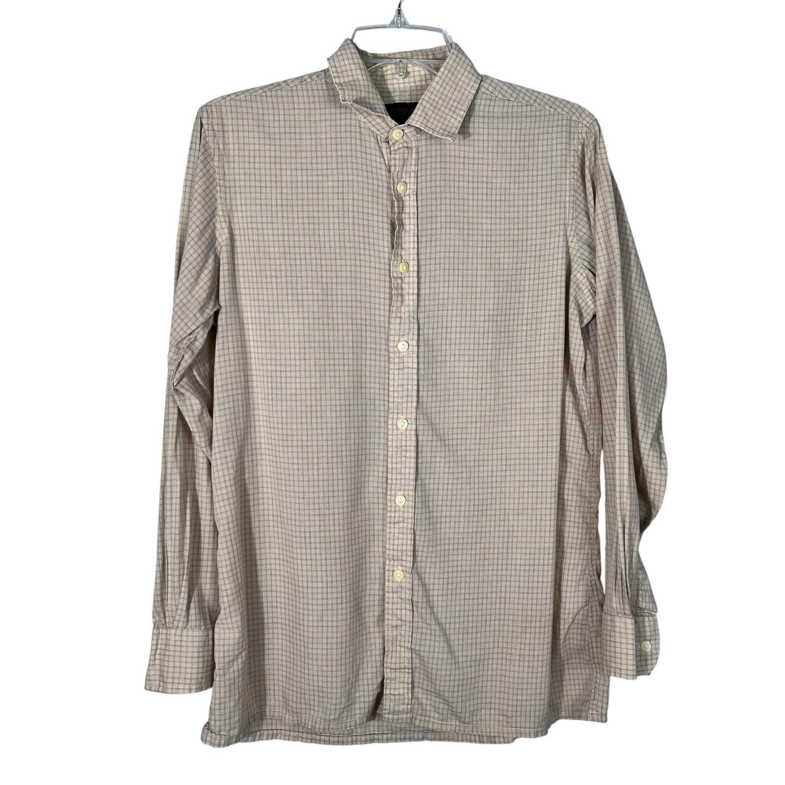 SAINT LAURENT Camicia YSL Yves St Laurent beige neutra leggera con bottoni e colletto 15 5