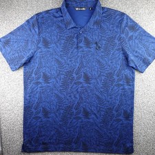 Travis Mathew Polo Shirt Mens 2XL Blue Floral Short Sleeve Casual Golf Adult