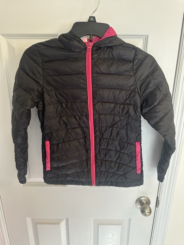 Copper Key Dillards Girls Size 7/8 Down Coat Jacket Black Pink