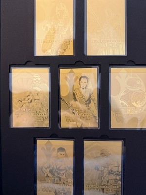Star Wars Gold CFT Force Awaken Cards 7 Card Set Real 24k Pure Gold 1 Gram Each