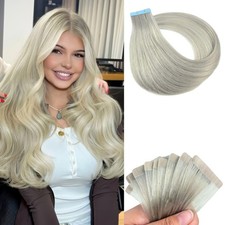 Silver Tape in Hair Extensions Human Hair Invisible Diy Hair Extensions Real Hum