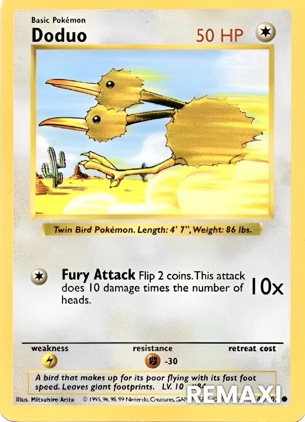 DODUO 48/102 - Pokemon TCG 1999 Shadowless Base Set - Vintage WOTC - LP Card