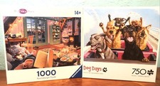 Puzzle Lot 2 1000pc 750pc Complete Dog Days Cozy Place.
