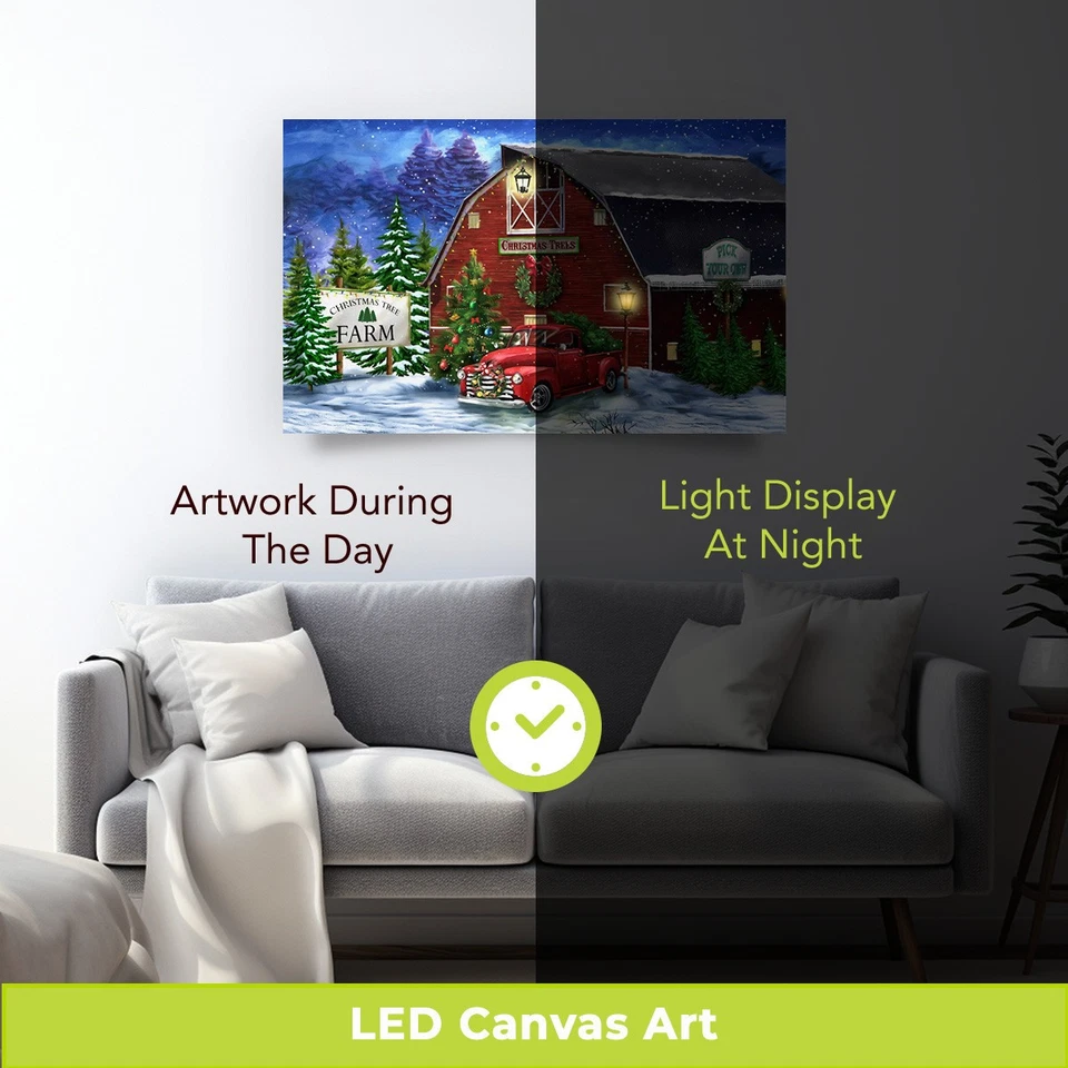 Arte en lienzo LED grande granja árbol de Navidad Briarwood Lane Foto 3 de 4