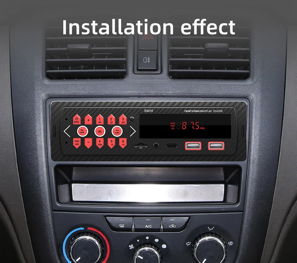 Radio estéreo Din individual reproductor de MP3 para automóvil audio Bluetooth FM auxiliar pantalla LED Foto 3 de 4