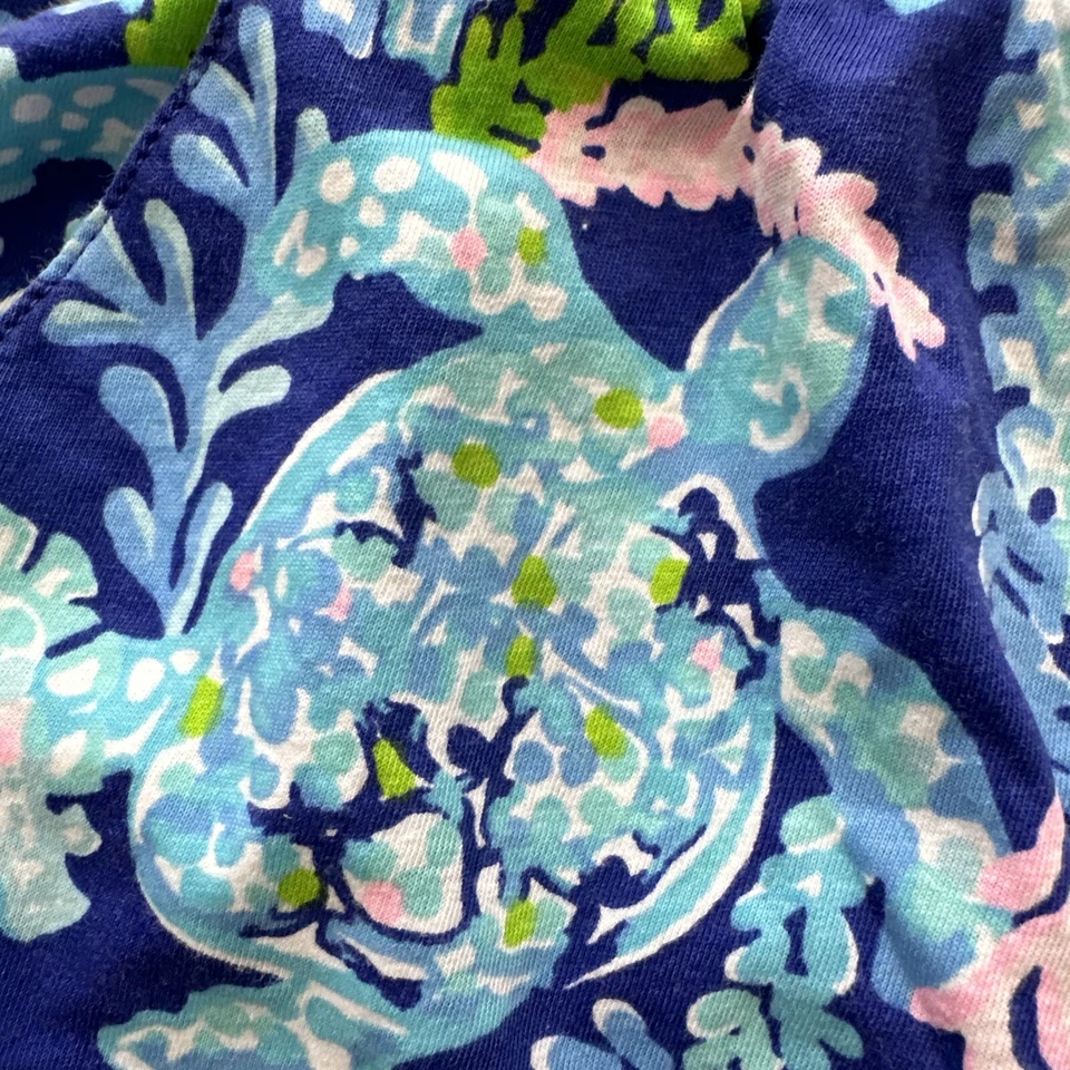 Pantalones Cortos Lilly Pulitzer Turtle Villa Ygritte Niñas XL 12-14 Azul Rosa Playa Foto 2 de 4