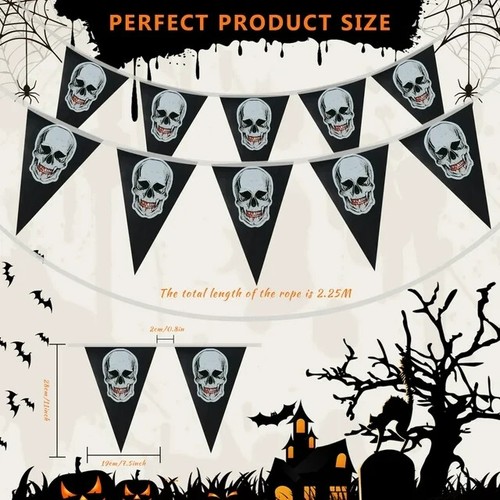 3 pc Halloween Party 10 Flag Banner Garland Decoration Spooky Skull Bloody - Picture 4 of 6