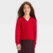 Art Class Girls' Red Subtle Sequin Accent 4 Button Cardigan Sweater -- XL 14/16