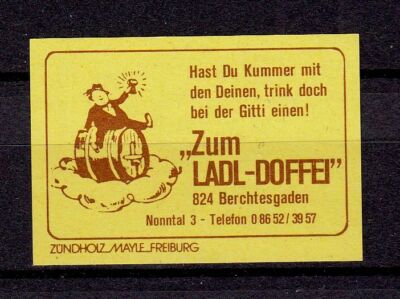 412138/ Zündholzetikett   Restaurant Zum Ladl-Doffei   8240 Berchtesgaden