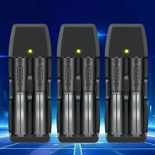 3PCS Universal Smart Battery Charger 2 Bay for 3.7v Rechargeable Battery US Plug