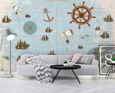 3D Ocean Map ZHUA17361 Wallpaper Wall Murals Removable Self-adhesive Ann 24