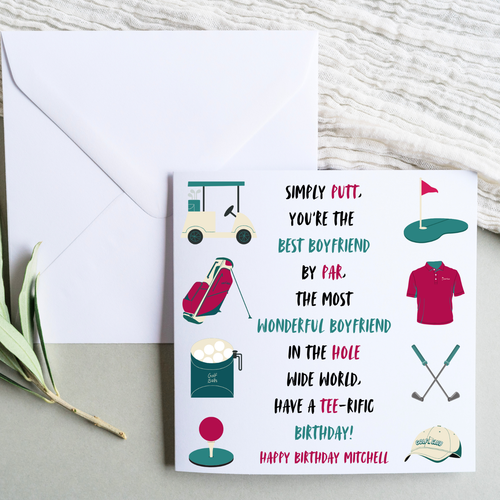 Personalised Boyfriend Golf Birthday Card, Boyfriend Golf Birthday Card, Golfer - Picture 5 of 6