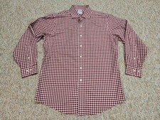 Brooks Brothers Shirt Mens 16 2/3 Burgundy Gingham Slim Fit Non-Iron 346 Cotton