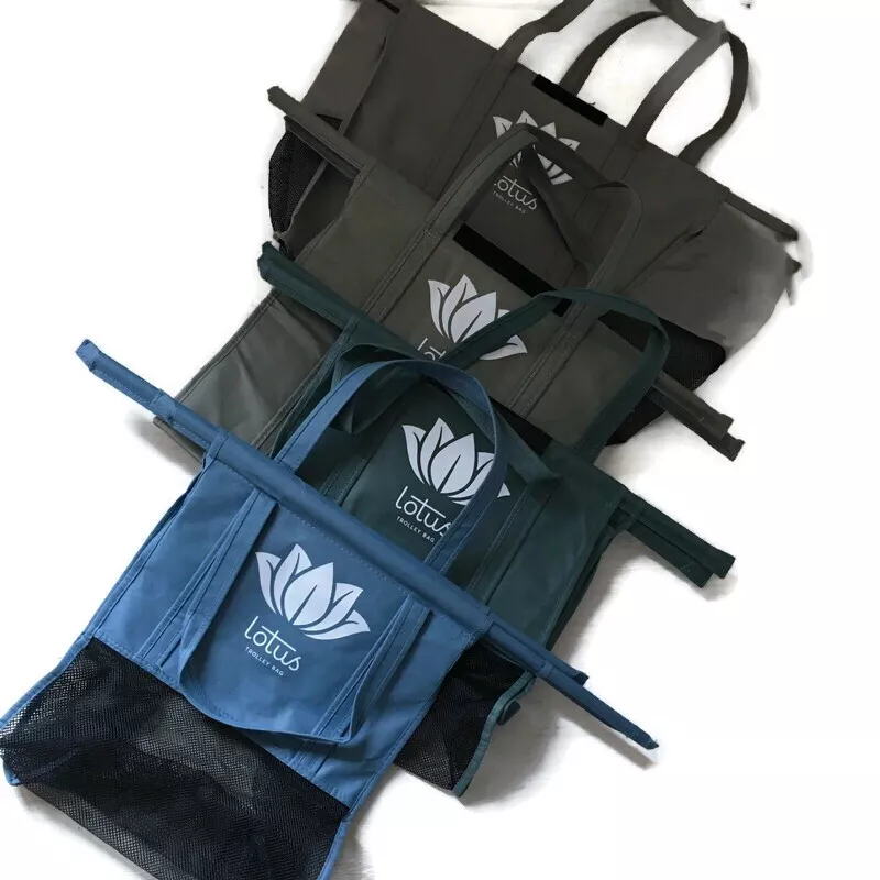 Lotus Trolley Bags set of 4 Cooler Bags Holders Reusable Grocery netted Bags NEW