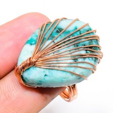 Tree Agate Gemstone Copper Wire Wrap Jewelry Ring Size 7 Gift for Her z264