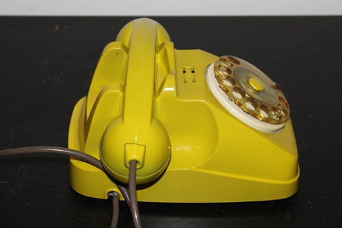 Telefono Sip Fisso Vintage Giallo disco rotella anni 70 restaurato Non Testato - Zdjęcie 4 z 16