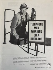 1946 Bell Telephone System Men working Rush Job New Cable Circuits VTG Print Ad