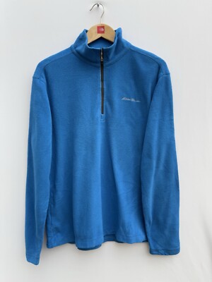 Eddie Bauer 1/4 Zip Fleece Pullover Walking Midlayer Blau Polyester Herren Medium