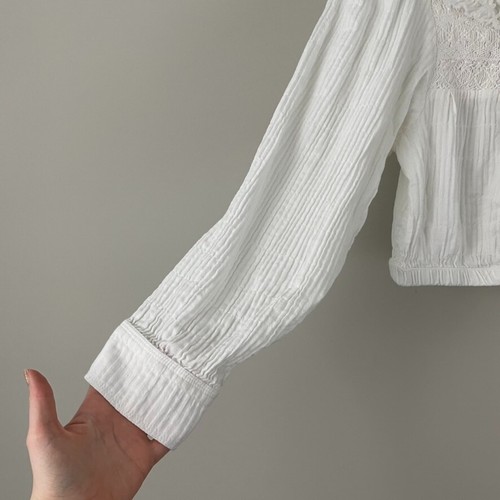 Anthropologie Pilcro White Long Sleeve Ruffle Blouse Womens Size Medium - Picture 5 of 6