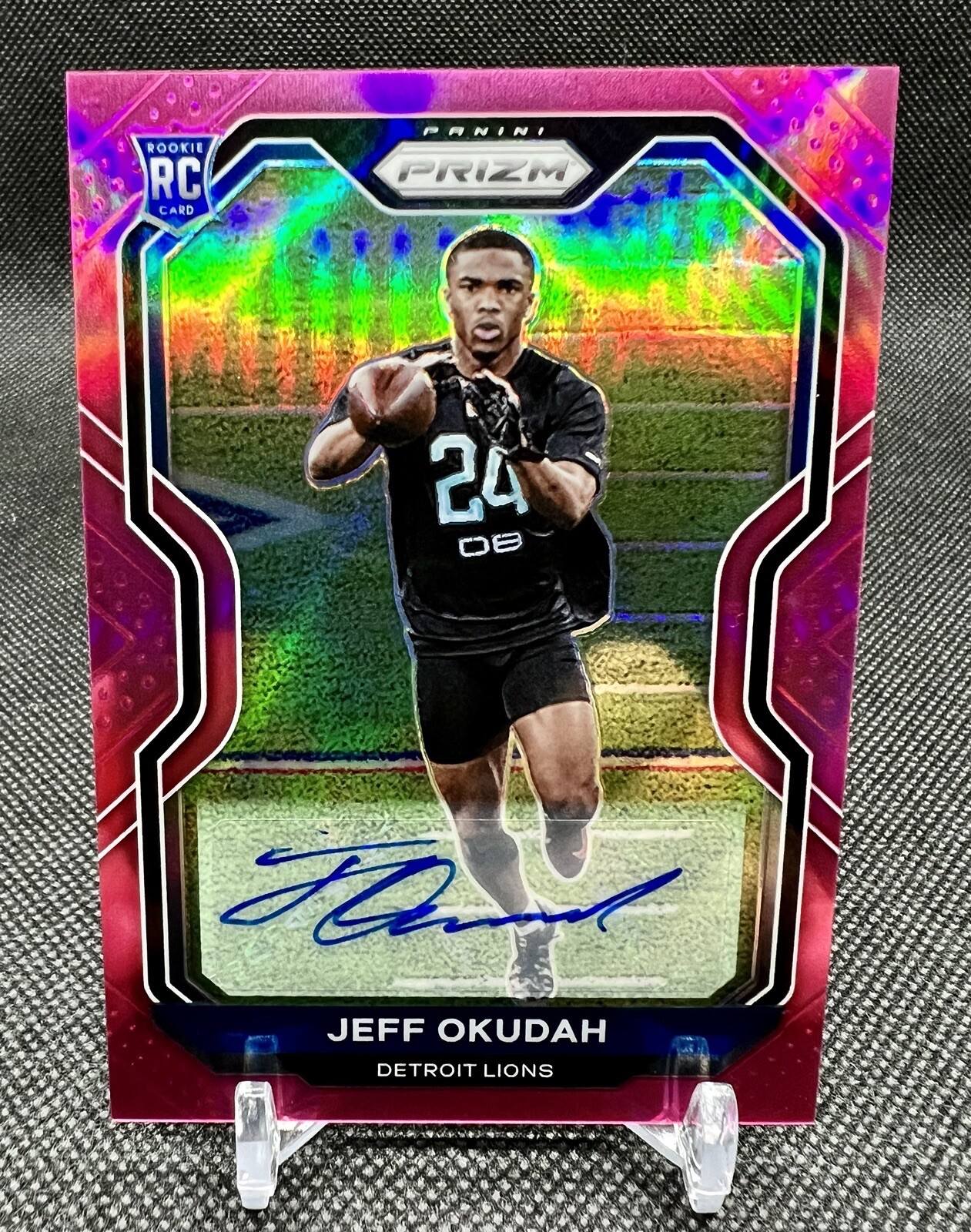 2020 Panini Prizm JEFF OKUDAH Pink Rookie RC Auto - ATLANTA FALCONS #359