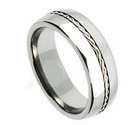 8mm Men's or Ladies Titanium with Sterling Silver Braid Inlay Wedding Band Ring