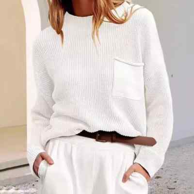 Strickjacke Strickpullover Damen weich Pulli weiß über 22219