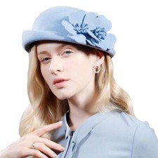 Pillbox Hat Wool Felt Beret Fascinator Hats Flower Cocktail Wedding Tea Party...