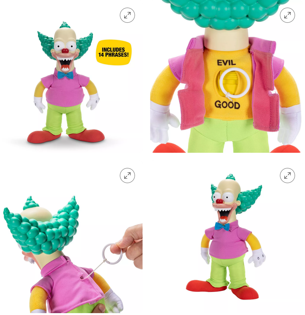 Jakks Pacific 2024 The Simpsons Krusty the Clown Talking Jakks Pacific 2024 The Simpsons Krusty the Clown Talking